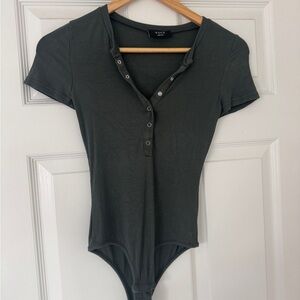Vici Olive Ribbed Bodysuit
